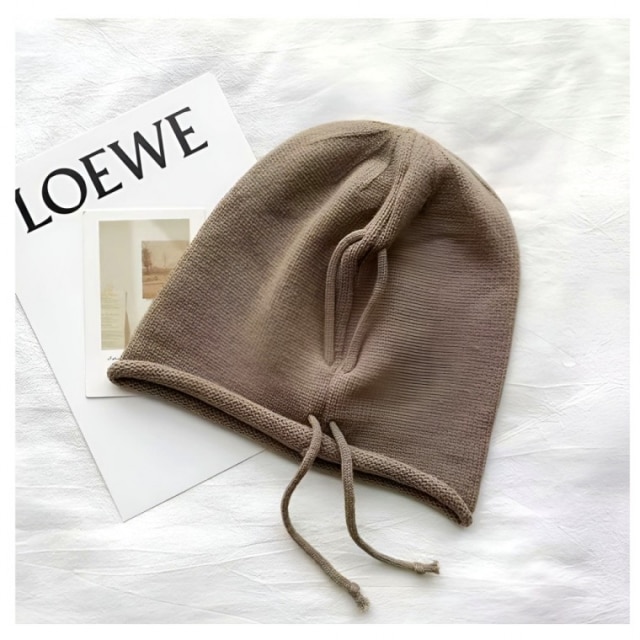 스트링 롤업 비니 여성