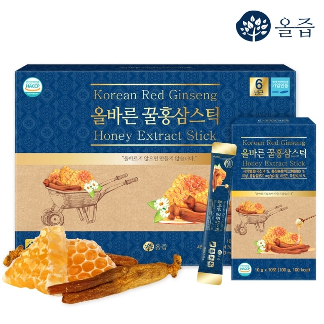 올바른 꿀홍삼스틱 10g x 30포 (쇼핑백 증정)