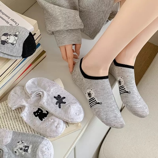 [5켤레] 큐트 동물가득 반목양말 덧신 페이크삭스