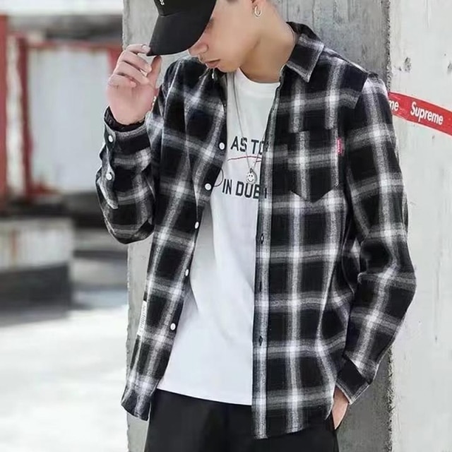 내추럴한 남녀공용 오버핏 체크 남방